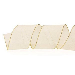 Fita de Natal Branco e Ouro 6,3cm - 1 Un