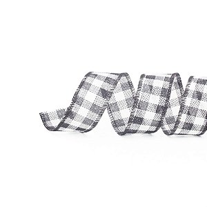 Fita de Natal Xadrez Preto e Branco 6,3cmx9,14m - 1 Rolo