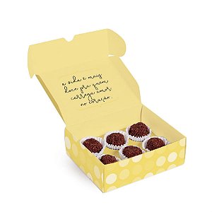 Caixa para 6 Brigadeiro Que Seja Doce Amarelo 13X10,6X4,5 - 10 Un