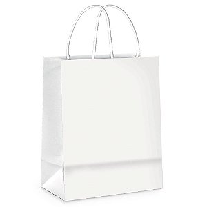 Sacola Papel Branco P 21,5x15x8 - 50 Un
