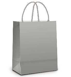 Sacola Papel Prata Fosco P 21,5x15x8 - 10 Un