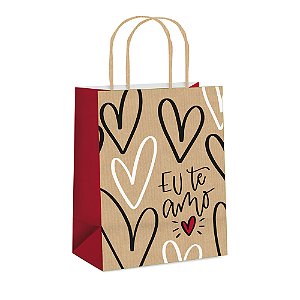 Sacola Papel Eu Te Amo m 26x19,5x9,5 - 10 Un