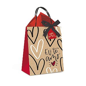 Kit Presente Sacola Eu Te Amo P 21,5x15x8 Kit com 1 Peça