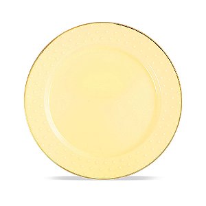 Prato de Plástico Descartável Amarelo e Ouro - 6 Un