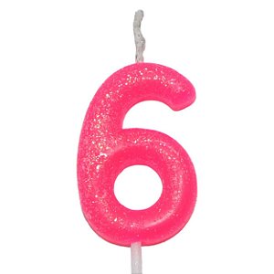 Vela Rosa Neon Número 6