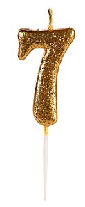Vela Pequena Dourada Glitter 7