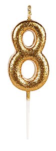 Vela Pequena Dourada Glitter 8