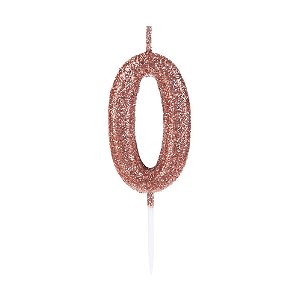 Vela Pequena Rosê Gold Glitter 0