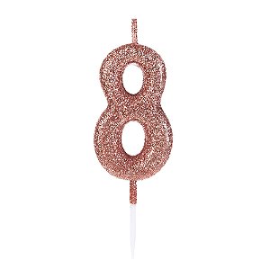 Vela Pequena Rosê Gold Glitter 8