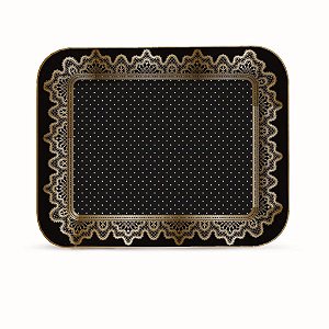 Bandeja Laminada Renda Preto e Ouro R4 - 1 Un