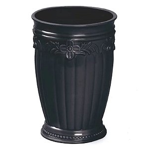 Cachepot Floral Preto M 11,5x11,5x16,5cm - 1 Un