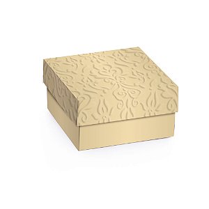 Mini Caixa Quadrada Relevo Ouro M 9,5x9,5x4 - 10 Un