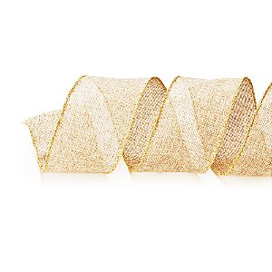 Fita Bege e Ouro 6,3cm