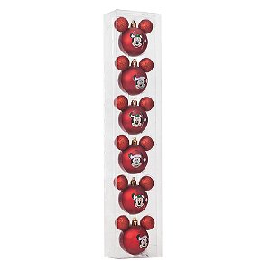 Bola Mickey e Minnie Vermelho 6cm - 6 Un
