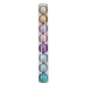 Bola Rainbow Glitter 8cm - 8 Un