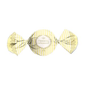 Embalagem para Trufa Candy Ouro e Amarelo 14,5x15,5cm - 100 Un