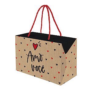 Caixa com Alça Prime Amo Você Colorido M 27x12x17cm - 10 Un