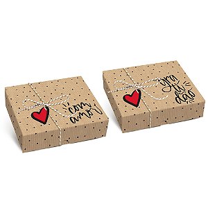 Caixa Retangular Tampa Fundo com Kit Fechamento Mensagens G 30x24x6cm - 10 Un