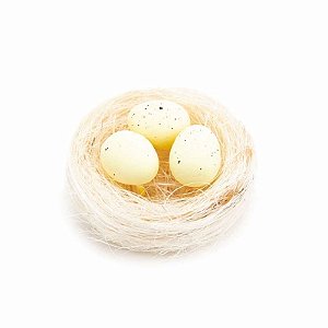 Ninho Decorativo com Ovos Bege 4x7x7cm - 3 Un