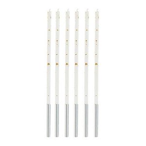 Vela Palito Gigante Branca com Dourado 17cm - V171 - 6 Un