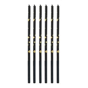 Vela Palito Gigante Preta com Dourado 17cm - V172 - 6 Un