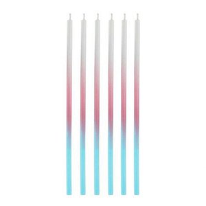 Vela Palito Degradê Azul e Rosa 15cm - V189 - 6 Un