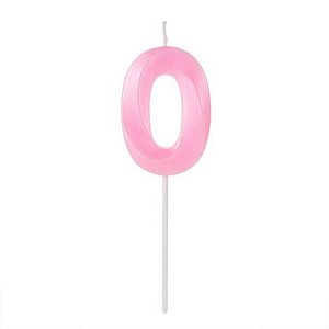 Vela Design Rosa Perolizada Número 0 - VAR00