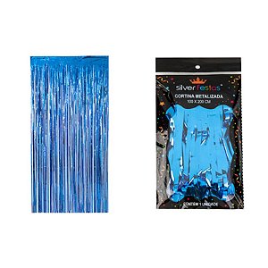 Cortina de Franja Metalizada Azul 100x200cm