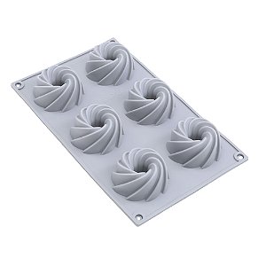 Forma de Silicone 28X17X3cm - Mini Espiral 6 Cavidades - Cromus Allonsy