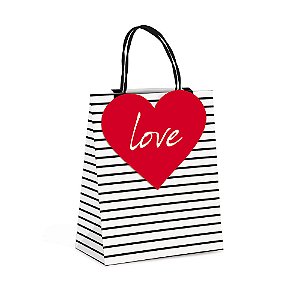 Sacola Papel com Fechamento Love P 21,5X15X8