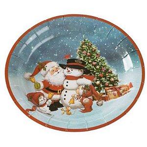 Prato de Papel 18cm Natal Papai Noel - 10 Un