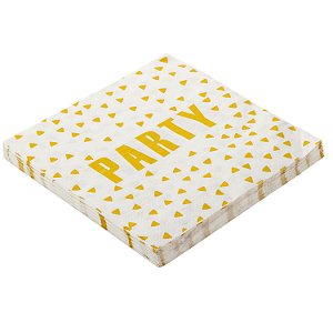 Guardanapo Folha Dupla Estampado Party Dourado 32cm - SilverPlastic - 20un