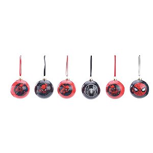 Bola Homen Aranha Sortido Vermelho Preto Branco  6cm  - Jogo com  6 Peças