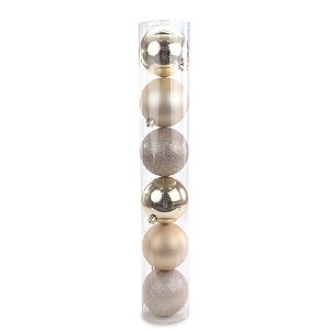 Bola Tubo Brilho/Fosco/Glitter Nud 8cm - Jogo com 6 Peças