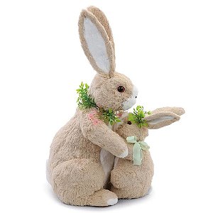 Coelhos Abraçados Bege, Rosa e Verde (Banoffee) - 1 Un