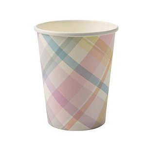 Copo de Papel 270ml Xadrez Candy Colorido - 10 Un