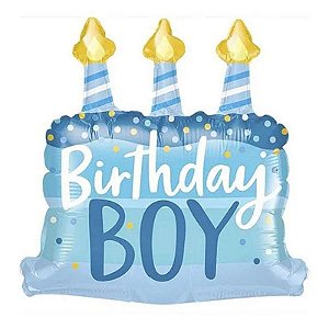 Balão Qualatex 14" - Shape Solto - Birthday Boy-Bolo E Velas - 1 Un