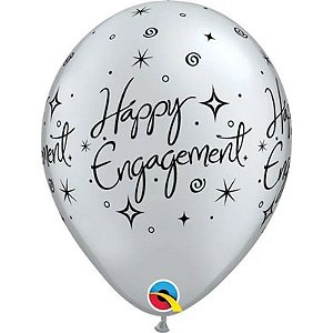 Balão Qualatex 11" - Qx Party Balloon Estampado - Engagement-Brilhos - 6 Un