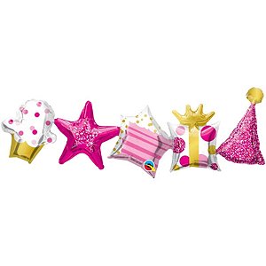 Balão Qualatex 11" - Garland Balloon - Birthday Garland-Rosa - 1 Un