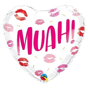 Balão Qualatex 18" - Coração - Muah! - 1 Un