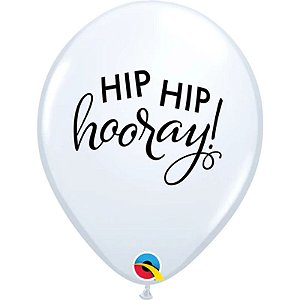 Balão Qualatex 11" - Redondo Branco - Hip Hip Hooray! - 50 Un