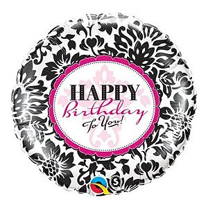 Balão Qualatex 18" - Redondo Solto - Happy Birthday To You!-Damasco - 1 Un