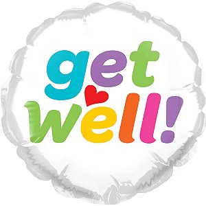 Balão Qualatex 4" - Redondo Solto - Get Well!-Colorido - 1 Un