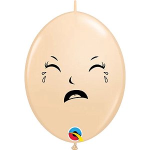 Balão Qualatex 6" - Q-Link Blush - Rosto De Bebê Alegre E Triste - 50 Un