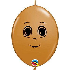 Balão Qualatex 12" - Q-Link Marrom Mocha - Cara Masculino - 50 Un