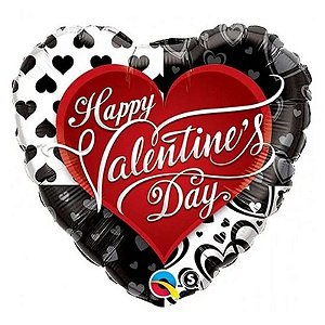 Balão Qualatex 18" - Coração - Happy Valentine'S Day-Corações - 1 Un