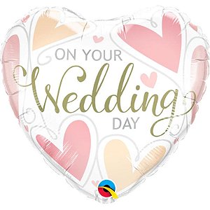 Balão Qualatex 18" - Coração - On Your Weddng Day-Corações - 1 Un
