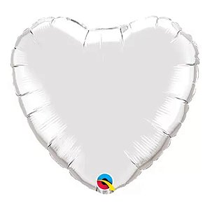 Balão Qualatex 36" - Coração - Prata Metalizado Liso - 1 Un