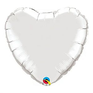 Balão Qualatex 18" - Coração Solto - Chrome Prata - 1 Un