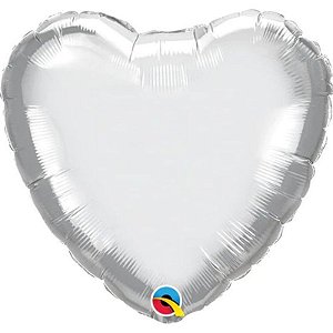 Balão Qualatex 18" - Coração - Prata Metalizado Liso - 1 Un